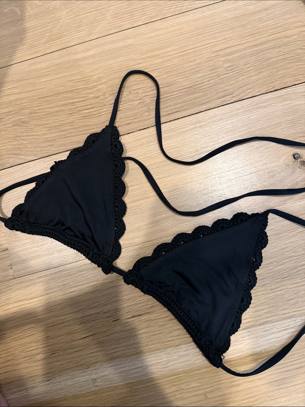 Beach Riot Black Crochet Triangle Bikini Top - Picture 2 of 2